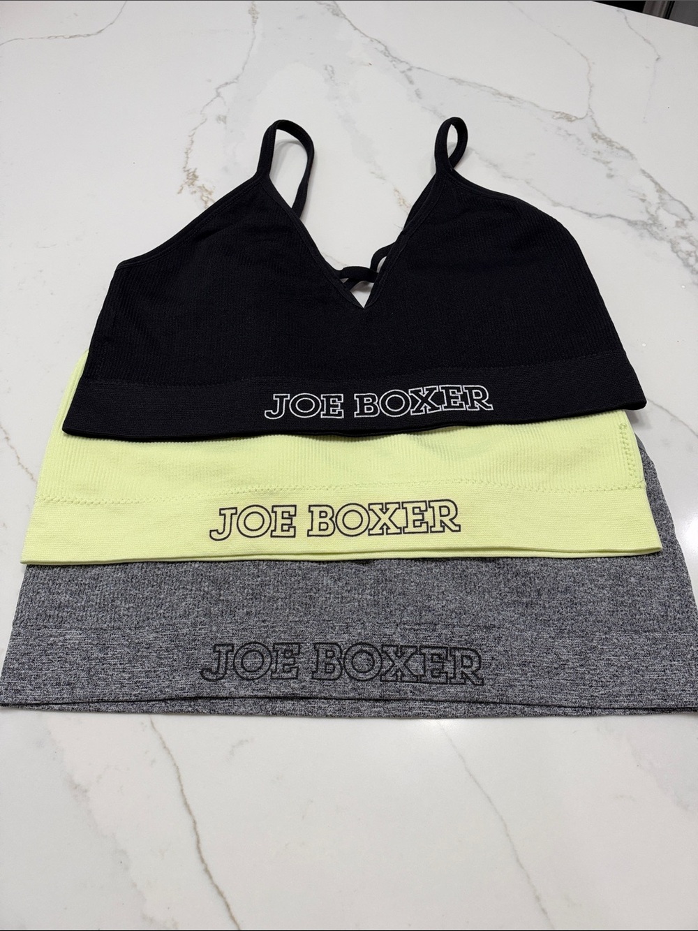 Joe Boxer Black, Neon Yellow & Gray Bralette Set